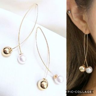 エイミーイストワール(eimy istoire)の◆インポートピアス◆トレンドパール×ボールツイストワイヤーアメリカンピアス(ピアス)