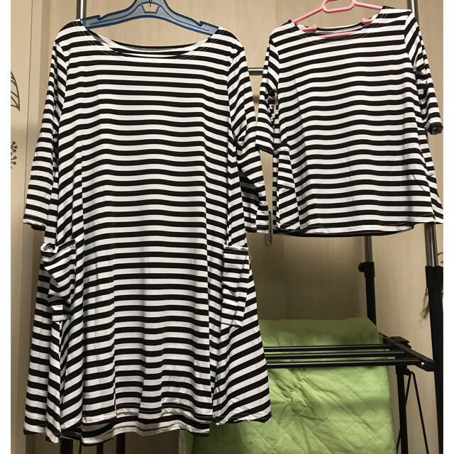 ボーダーワンピース 親子コーデ お揃い キッズ/ベビー/マタニティのキッズ服女の子用(90cm~)(ワンピース)の商品写真