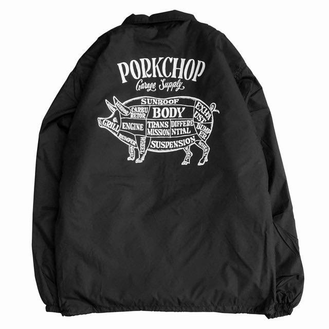 Lサイズ/ポークチョップ ボア コーチジャケット 黒 PORKCHOP メンズのジャケット/アウター(ナイロンジャケット)の商品写真