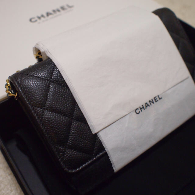 CHANEL - 値下げ♪新品♪ CHANEL シャネル チェーンウォレット ブラック ︎ゴールドの通販 by ぴょんた's shop