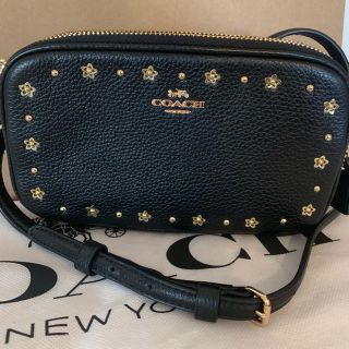 コーチ(COACH)のCOACH未使用 ダブルファスナー斜めがけポーチ黒(ポーチ)