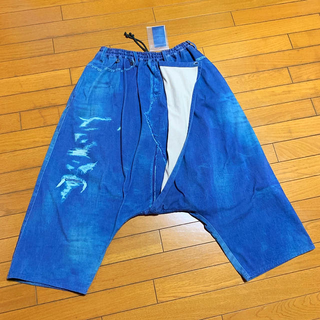 Yohji Yamamoto(ヨウジヤマモト)の新品 Yohji Yamamoto 15ss デニム天笠 サルエル転写パンツ メンズのパンツ(サルエルパンツ)の商品写真