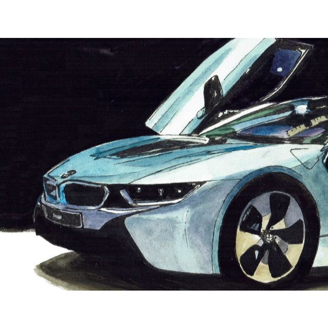 GC-1044 BMW i8/Z8限定版画 直筆サイン額装●作家平右ヱ門 3