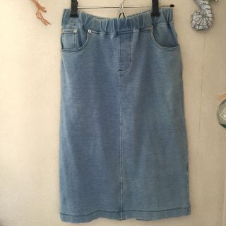 スコットクラブ(SCOT CLUB)のsoeur7 ジャージーデニムスカート美品(ひざ丈スカート)