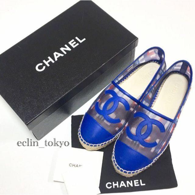 CHANEL - シャネル 2016 チェック エスパドリーユ シューズ 38 スリッポンE872