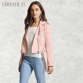 フォーエバートゥエンティーワン(FOREVER 21)のFOEVER21ピンクライダースジャケット(ライダースジャケット)