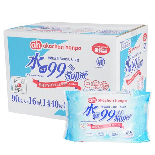 アカチャンホンポ(アカチャンホンポ)の【期間限定2箱】水99% Super おしりふき 90枚×16個×2箱 キッズ/ベビー/マタニティのおむつ/トイレ用品(ベビーおしりふき)の商品写真