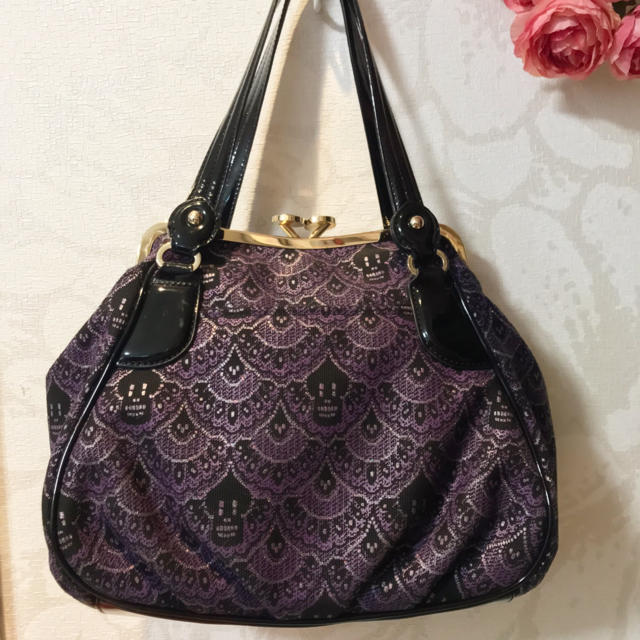 ANNA SUI - ANNA SUI がま口 ハンドバッグ パープル アナスイ 美品の