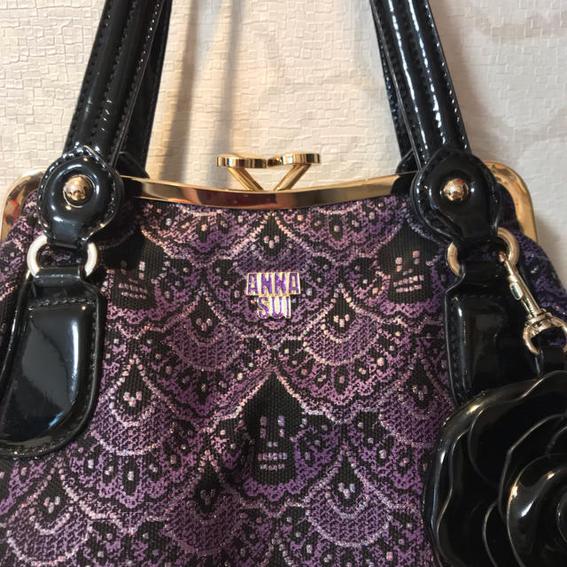 ANNA SUI - ANNA SUI がま口 ハンドバッグ パープル アナスイ 美品の