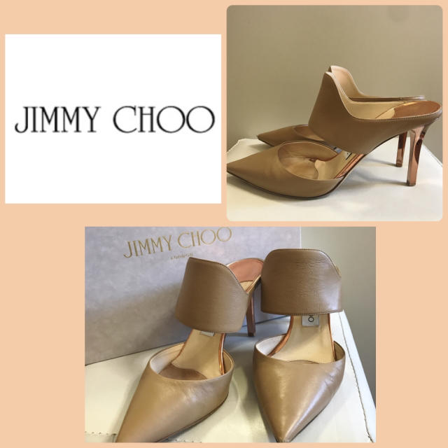 JIMMY CHOO(ジミーチュウ)のジミーチュウ  ベージュレザー  デザインミュール レディースの靴/シューズ(ハイヒール/パンプス)の商品写真