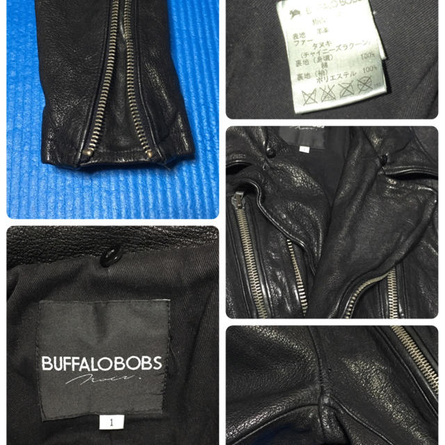 BUFFALO BOBS(バッファローボブス)のBUFFALO BOBS シワ加工 ラムレザーダブルライダースジャケット メンズのジャケット/アウター(ライダースジャケット)の商品写真