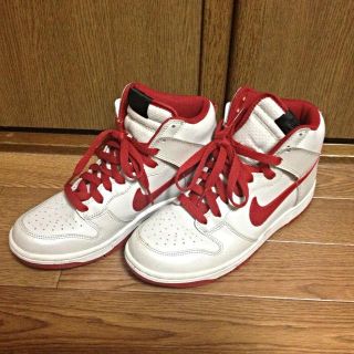 ナイキ(NIKE)のNIKE 白×赤 ハイカットスニーカー♫(スニーカー)