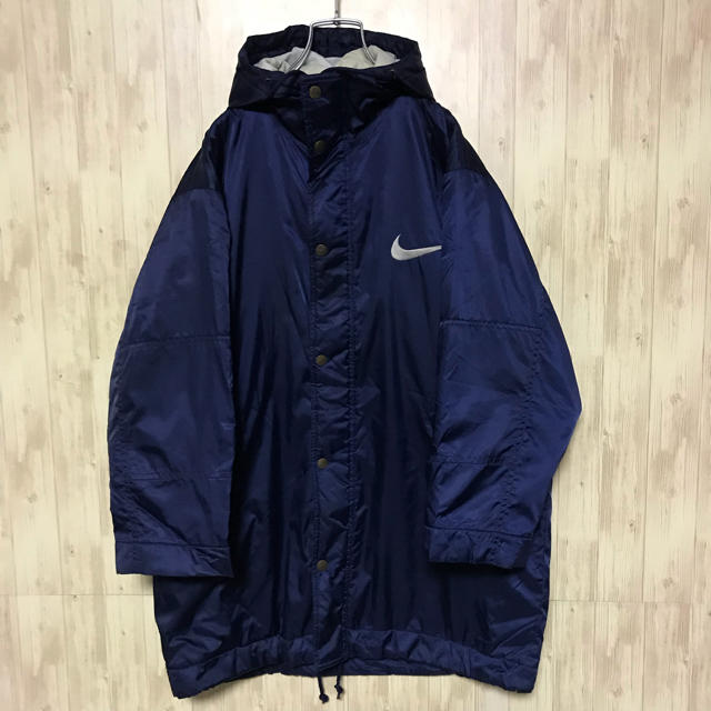 NIKE(ナイキ)の美品 90's NIKE デカロゴ  コーチジャケット フード付き  レディースのジャケット/アウター(ナイロンジャケット)の商品写真