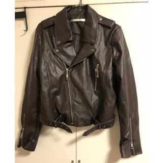 ザラ(ZARA)のフェイクレザー ブラウン ライダースジャケット(ライダースジャケット)