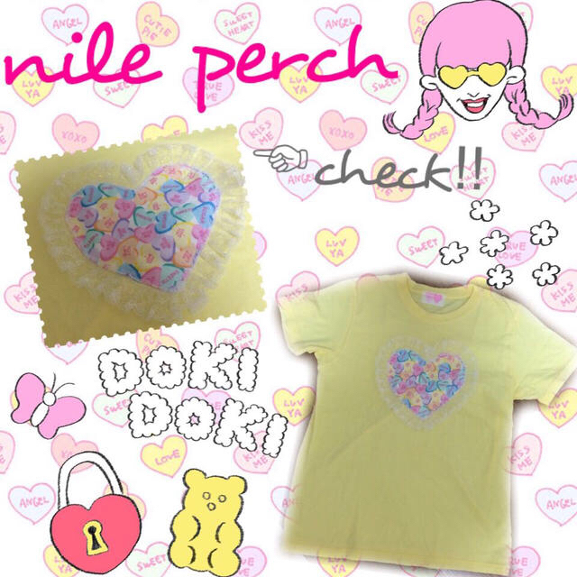 NILE PERCH(ナイルパーチ)のナイルパーチ♡ハートフリルTシャツ レディースのトップス(Tシャツ(半袖/袖なし))の商品写真