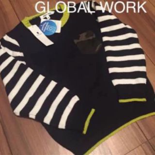 グローバルワーク(GLOBAL WORK)のグローバルワーク キッズ ボーダーニット M 袖切り替えデザイン(ニット)