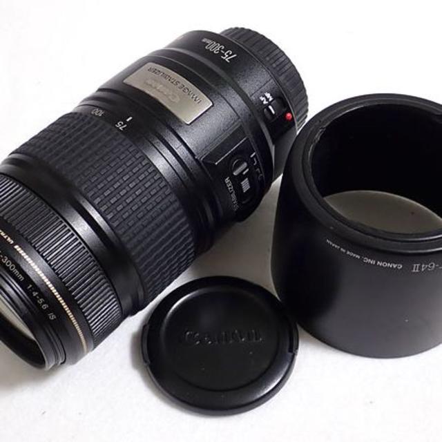 Canon(キヤノン)のCANON EF75-300mm F4-5.6 IS USM カビ･クモリ無し スマホ/家電/カメラのカメラ(レンズ(ズーム))の商品写真