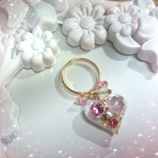 スワロ×ビジューのハートピンキーリング❤︎.*(リング)