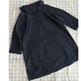 ネストローブ(nest Robe)のnest Robe　コットンリネンデニムセーラーカラーワンピース　
(ひざ丈ワンピース)