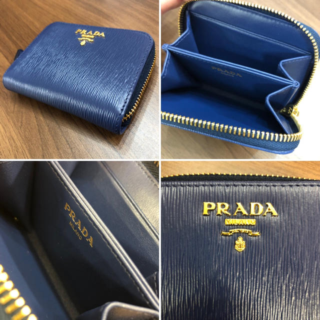 PRADA - PRADA プラダ レザー ラウンド コインケース 1MM268 青 未使用