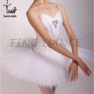 大人【S】☆バレエ舞台衣装♪お姫様系♪8層チュチュ♪白&シルバービーズ♪TING(ダンス/バレエ)
