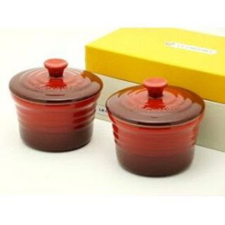 ルクルーゼ(LE CREUSET)の新品未使用 ル・クルーゼ ラムカン ココット 赤 ペア 2個(食器)