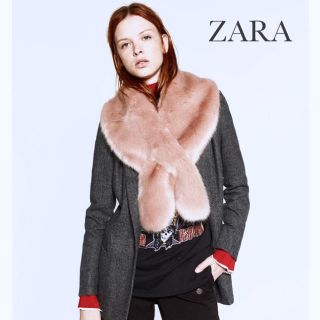 ザラ(ZARA)のZARA ザラ フェイクファー スモールストール ピンク(マフラー/ショール)