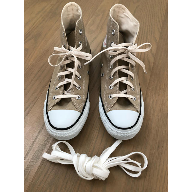 CONVERSE(コンバース)のCONVERSEハイカットベージュ5.5(24.5cm)★ゴム靴紐付きコンバース レディースの靴/シューズ(スニーカー)の商品写真