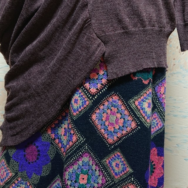antiqua(アンティカ)のアンティカ リブ 2way ロングスカート(パープル系) レディースのスカート(ロングスカート)の商品写真