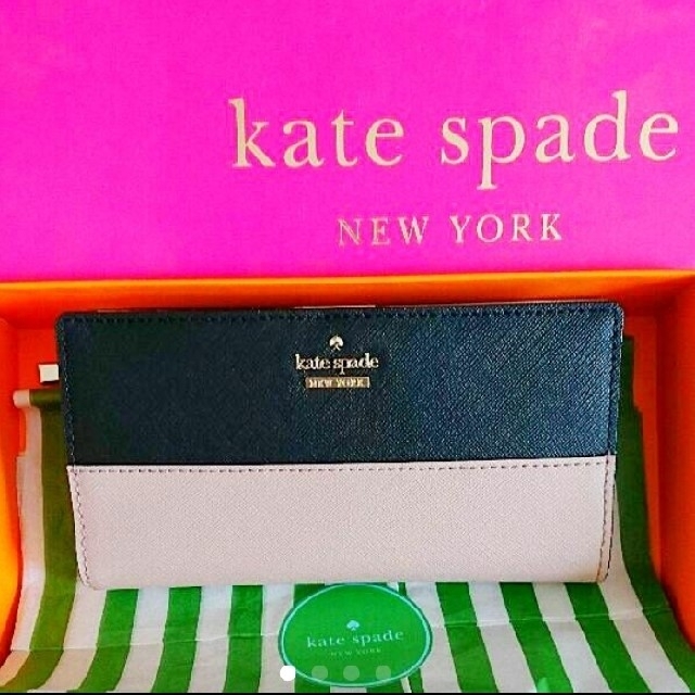 kate spade new york(ケイトスペードニューヨーク)の【未使用新品】ケイトスペード ファスナー  長財布 薄ピンク 黒  バイカラー レディースのファッション小物(財布)の商品写真