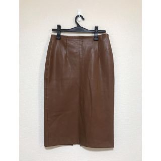 ザラ(ZARA)の美品◎ZARA BASIC ザラベーシック レザースカート☆ブラウン♡(ひざ丈スカート)