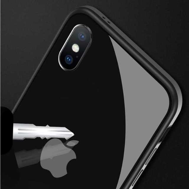 エッジ メタリック  iPhone8 iPhone7 ケース 背面ガラス クリア スマホ/家電/カメラのスマホアクセサリー(iPhoneケース)の商品写真