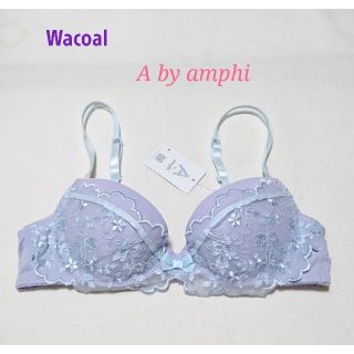 ワコール(Wacoal)のワコール A by amphi 花柄チュールレースブラジャー B75 ブルー(ブラ)