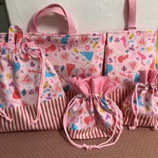 ちひろ様専用☆ピンクプリンセスシルエット柄 入園入学5点セット(外出用品)