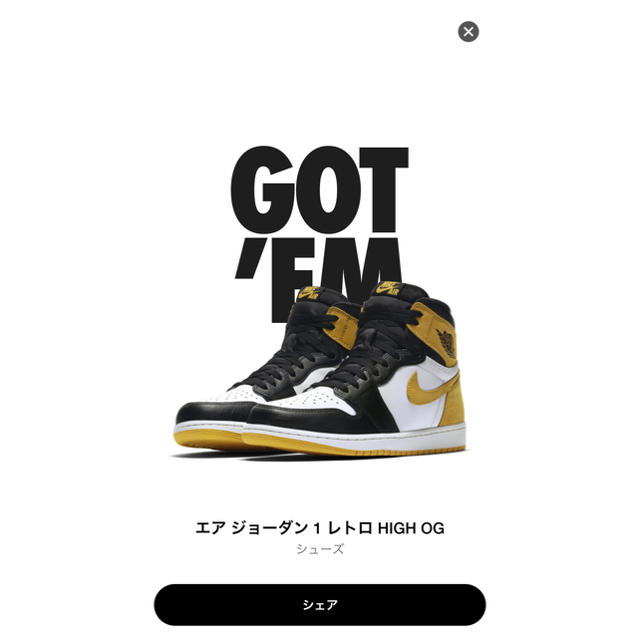 NIKE AIR JORDAN 1 OG YELLOW OCHRE 28㎝