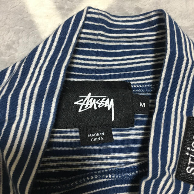 STUSSY(ステューシー)のstussy ブルーボーダーハイネック  レディースのトップス(カットソー(長袖/七分))の商品写真