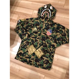 アベイシングエイプ(A BATHING APE)のadidas × bape Shark hoodie グリーン (パーカー)