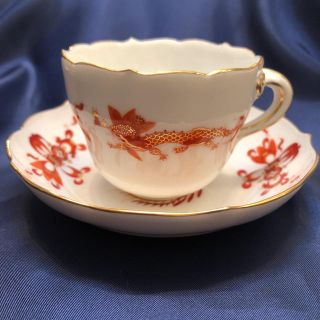 マイセン(MEISSEN)の【一級・美品】 マイセン レッドドラゴンと鳳凰柄 デミタス カップ & ソーサー(食器)