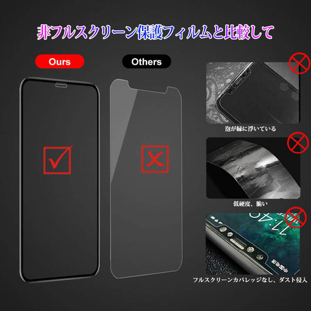 iPhone XS MAX用　全面強化ガラスフィルム　10Ｄ  スマホ/家電/カメラのスマホアクセサリー(保護フィルム)の商品写真