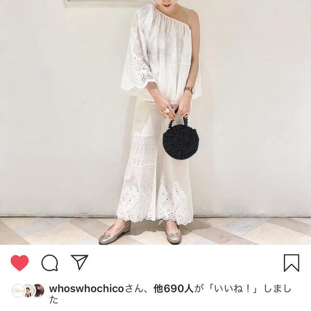 who's who Chico(フーズフーチコ)のコットンレース パンツのみ レディースのトップス(シャツ/ブラウス(長袖/七分))の商品写真