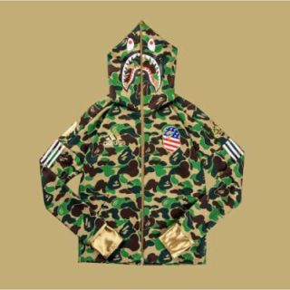 アベイシングエイプ(A BATHING APE)の【S】国内正規品 新品 BAPE / ADIDAS SHARK HOODIE 緑(ジャージ)