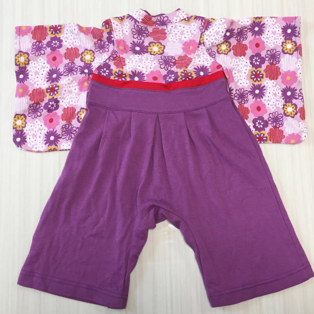 袴風ロンパース 80 紫 キッズ/ベビー/マタニティのベビー服(~85cm)(和服/着物)の商品写真