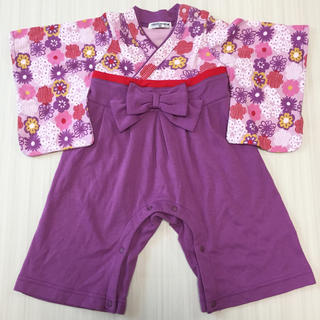 袴風ロンパース 80 紫(和服/着物)
