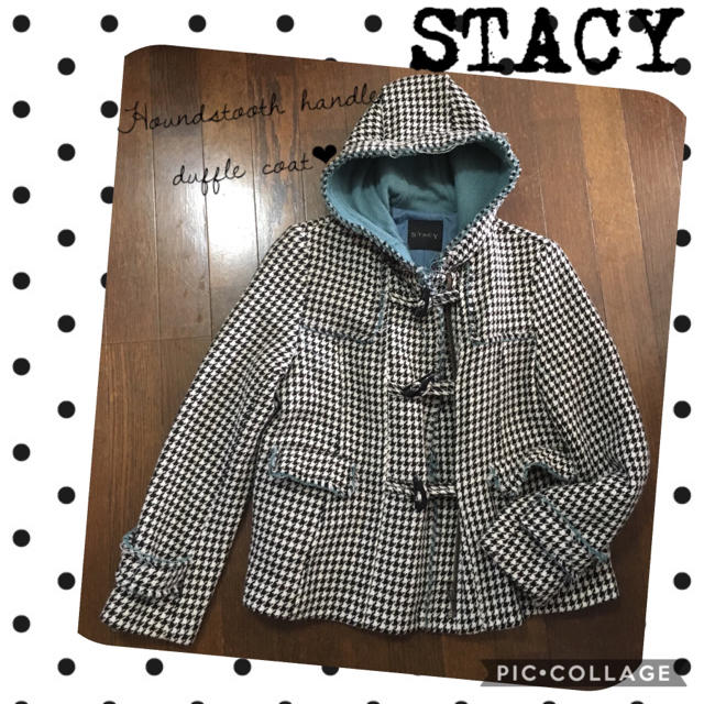 BEAMS(ビームス)のSTACY 切りっぱなし ダッフルコート 千鳥柄 デザイナーズ ウール レディースのジャケット/アウター(ダッフルコート)の商品写真