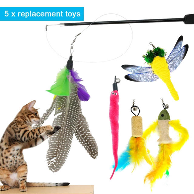 猫のおもちゃ 猫じゃらし グリップ付き おもちゃ付け替え5点セット 靴下 その他のペット用品(猫)の商品写真