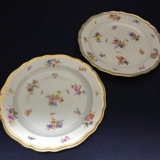 マイセン(MEISSEN)の★sweettanyou様【古マイセン】金葉のブーケ散らしと昆虫／サラダ皿２枚(食器)