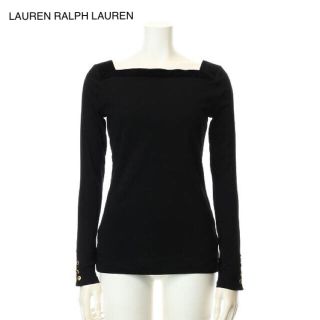 ラルフローレン(Ralph Lauren)のLAUREN RALPH LAUREN ブラックスクエアーカラートップス(カットソー(長袖/七分))