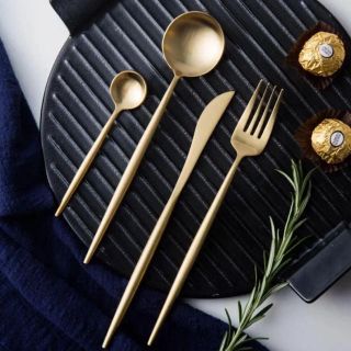新品 即日発送  インスタ話題 マットゴールド 定番3点 カトラリーセット♡(カトラリー/箸)