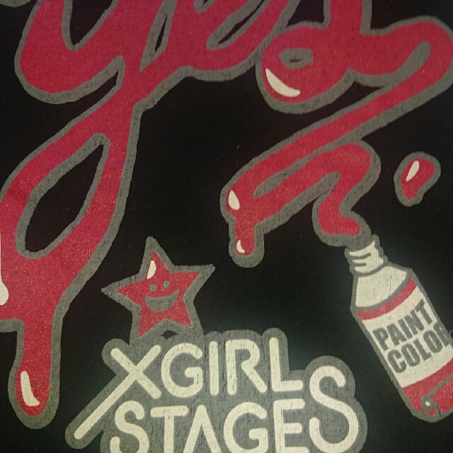 X-girl Stages(エックスガールステージス)のお値下げ☆xgsのラグラン七分袖Tシャツ☆サイズ4T 100 キッズ/ベビー/マタニティのキッズ服女の子用(90cm~)(Tシャツ/カットソー)の商品写真