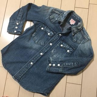 デニムダンガリー(DENIM DUNGAREE)のデニム&ダンガリー☺︎ドット デニムシャツ100 ザラキッズ ユニクロ フィス(ブラウス)